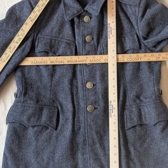 WWII 40s VTG Swiss Army Blue Wool Field Jacket Medium Pockets Militaria Heavy - Picture 8 of 10